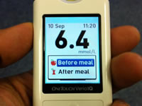 Use a blood glucose meter to test your blood glucose levels