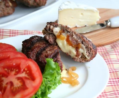 Brie and Caramelised Onion Burgers