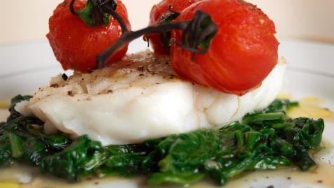 Cod with Garlic and Spinach