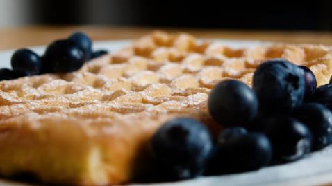 Homemade Waffles with Blueberries